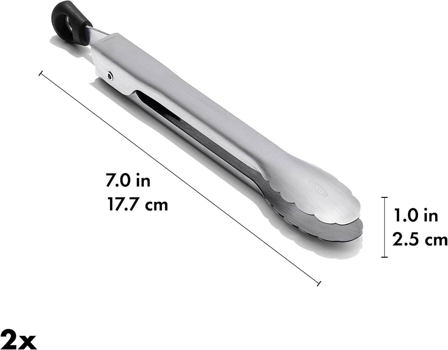 imageOXO Good Grips Stainless Steel Mini Tongs 2 Pack7Inch Mini 2Pack