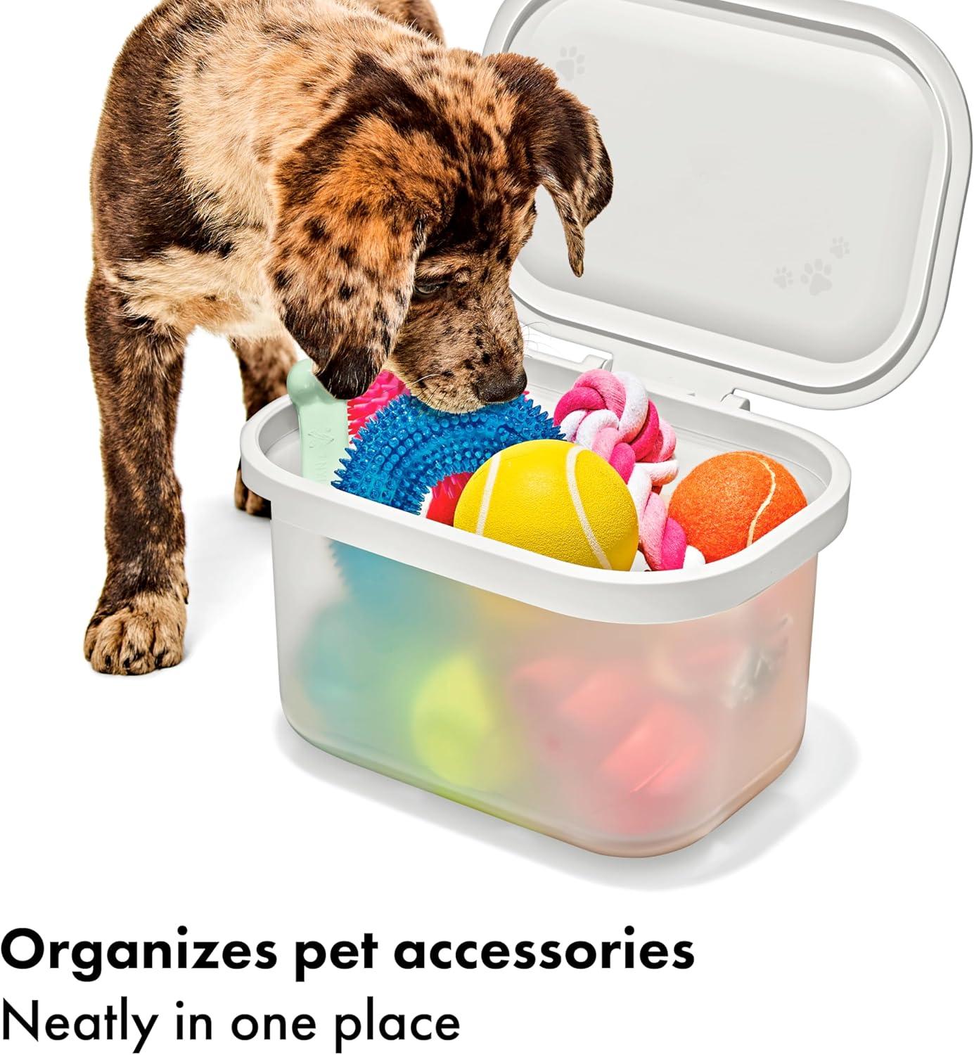 imageOXO Pet Multipurpose Container Storage bins with Lid For Dog Toys Removable Hinged Lid For Easy Cleaning Stackable SpaceSaving Dog Storage Organizer 56 Qt 53 Liters