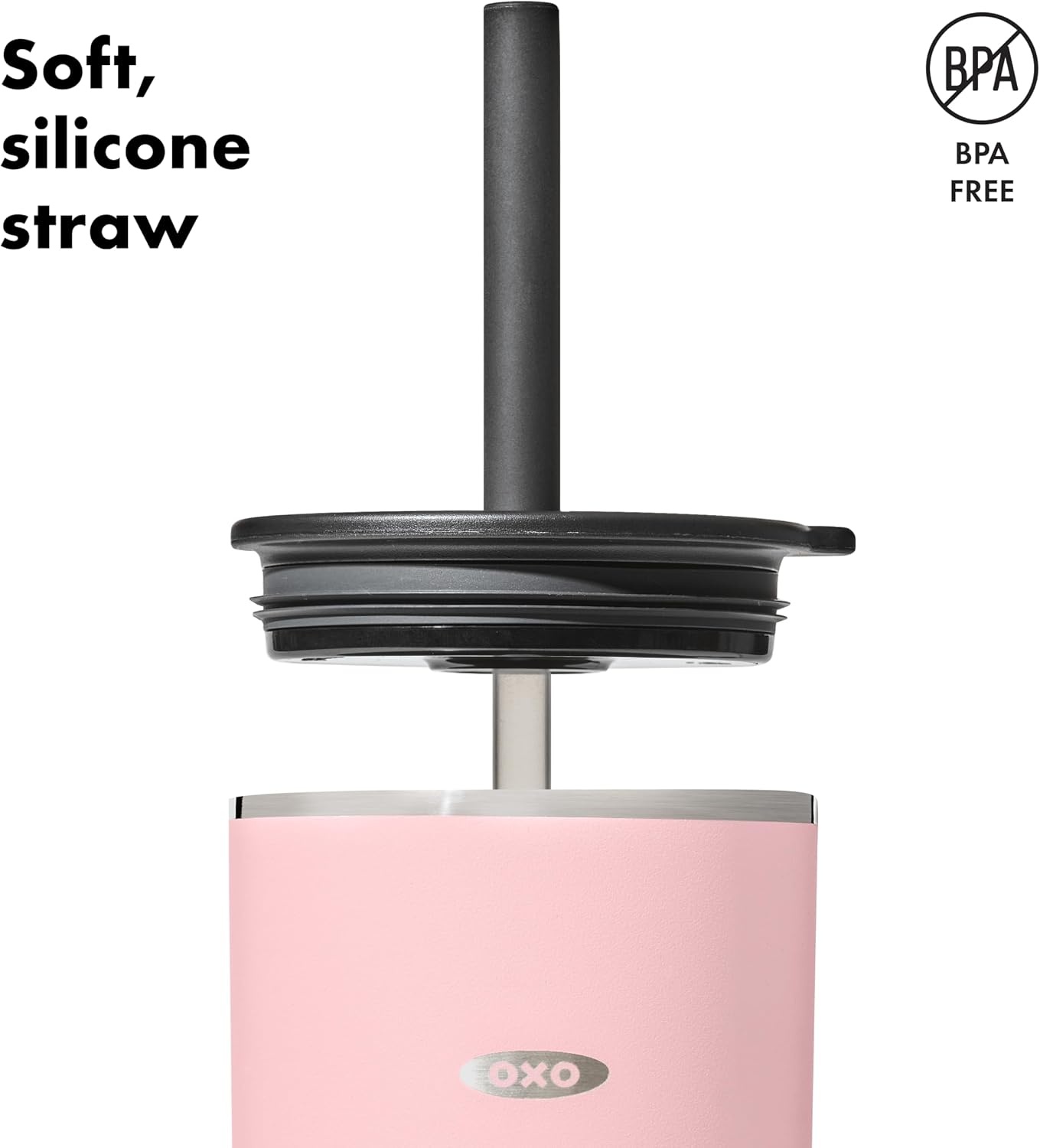 image:imageOXO Strive 24 Oz Insulated Tumbler with Tumbler Straw Lid Rose QuartzRose Quartz