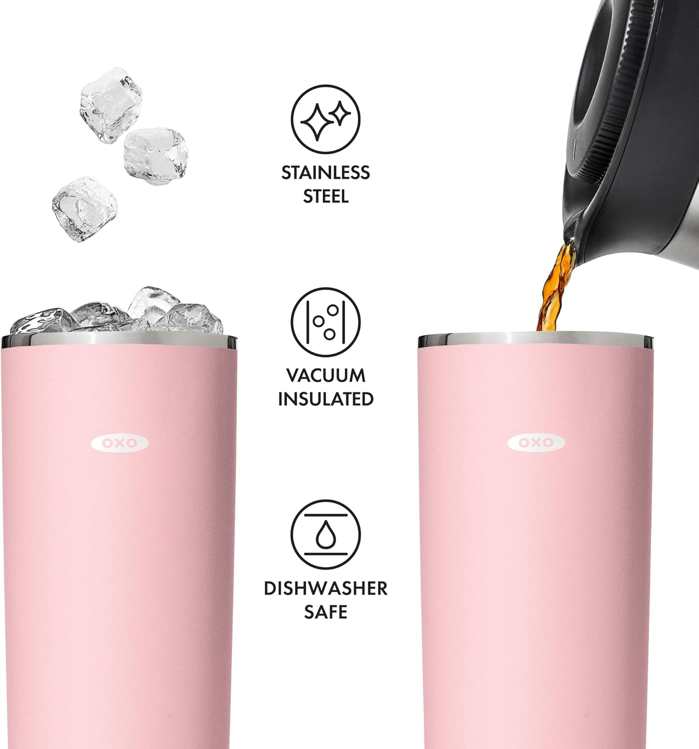 image:imageOXO Strive 24 Oz Insulated Tumbler with Tumbler Straw Lid Rose QuartzRose Quartz