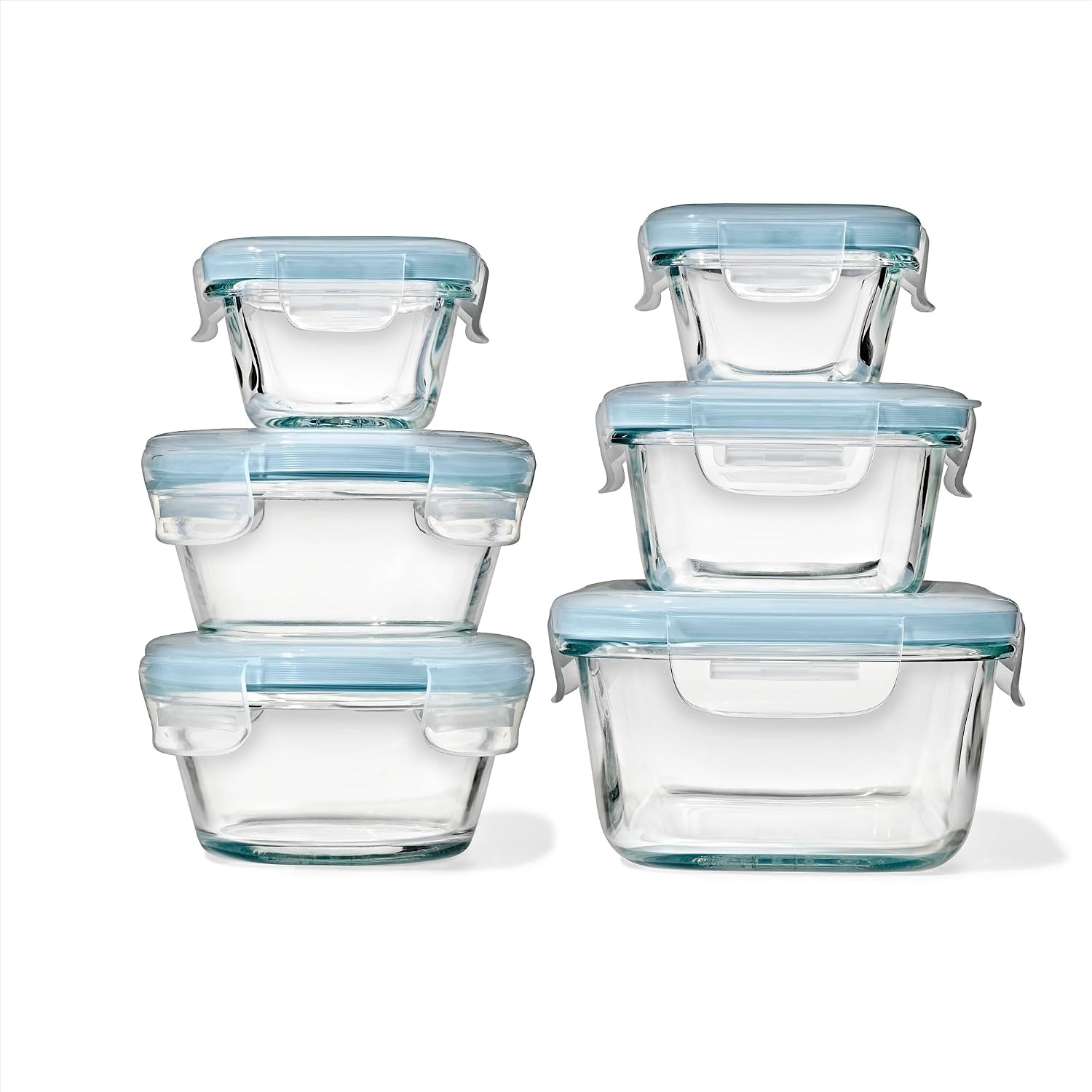 image:imageOXO Good Grips Smart Seal 8Piece Glass Food Storage Container Set Arctic BlueArctic