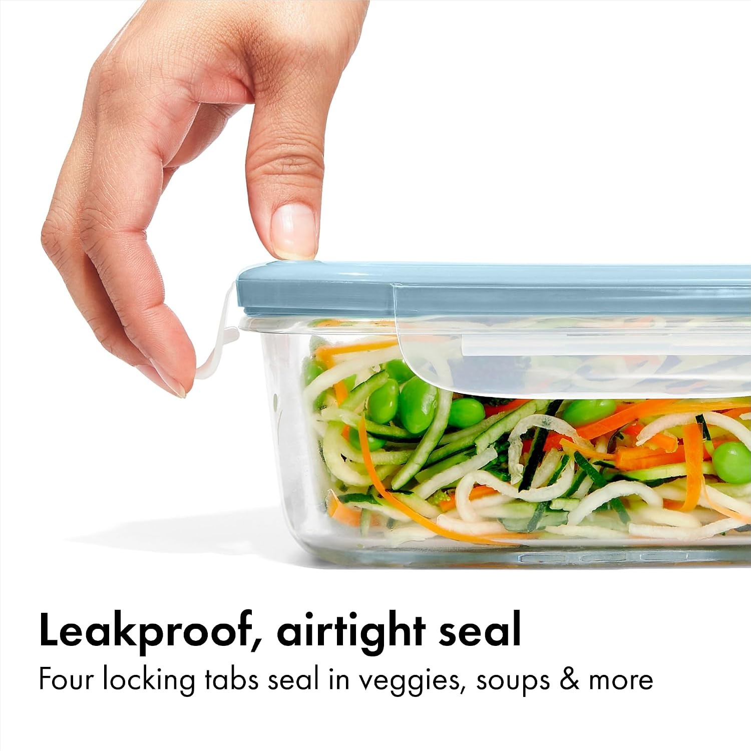 image:imageOXO Good Grips Smart Seal 8Piece Glass Food Storage Container Set Arctic BlueArctic