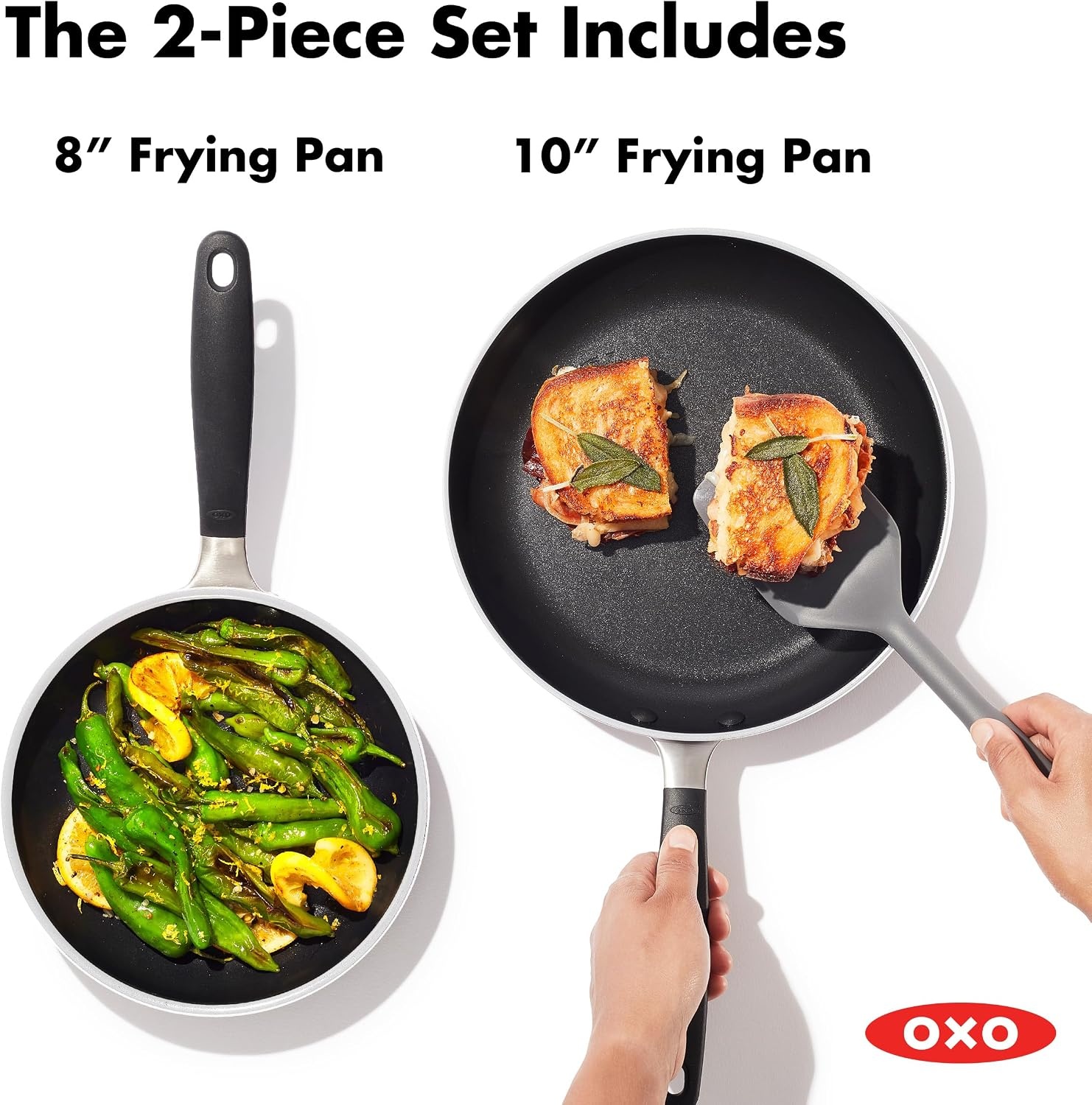 image:imageOXO Good Grips Hard Anodized PFOAFree Nonstick 8 and 10 Frying Pan Skillet set Black8 10 Frying Pan Skillet Set