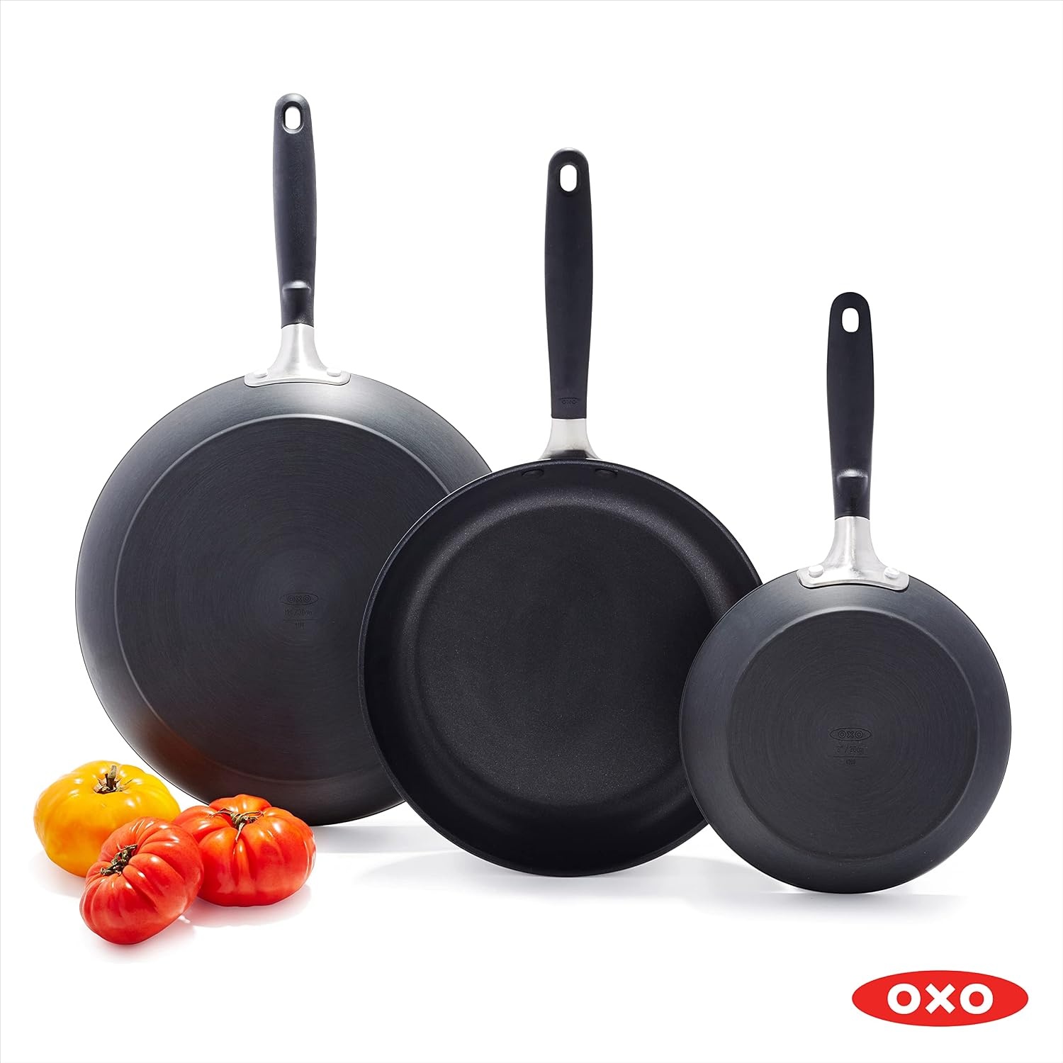 image:imageOXO Good Grips Hard Anodized PFOAFree Nonstick 8 and 10 Frying Pan Skillet set Black8 10 and 12 3 Piece Frying Pan Skillet Set