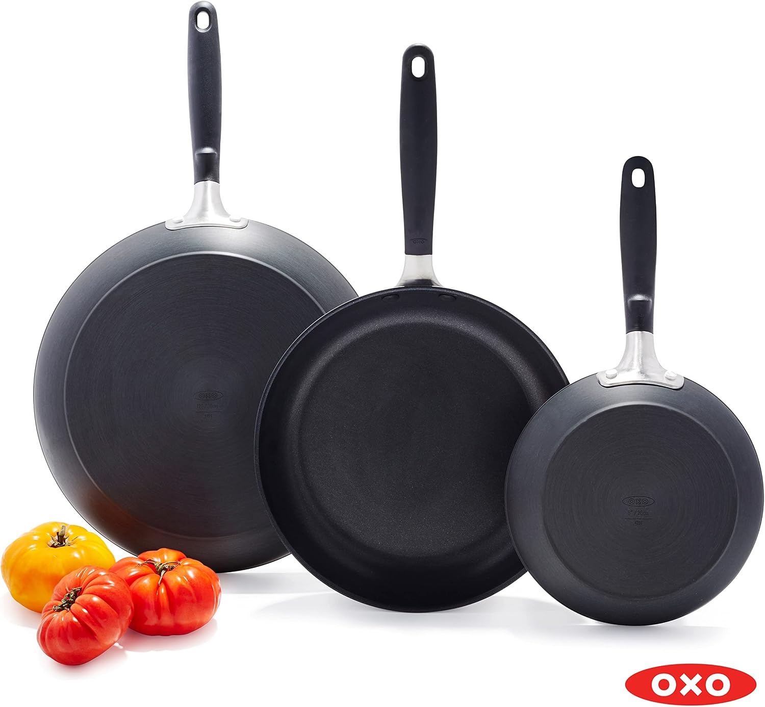 image:imageOXO Good Grips Hard Anodized PFOAFree Nonstick 8 and 10 Frying Pan Skillet set Black8 10 and 12 3 Piece Frying Pan Skillet Set